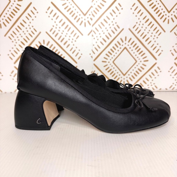 Circus NY Della Wrap Up Block Heel Ballet Sz 9 Black Ribbon Tie Square Toe Goth - Picture 4 of 15